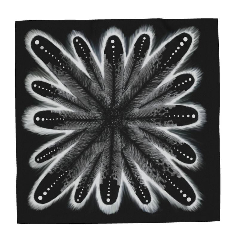 Eagle Feathers Black on White Wrap
