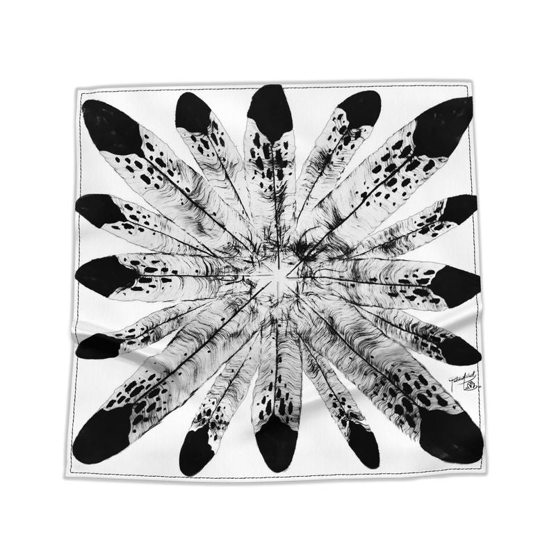 Eagle Feathers White on White Bandana