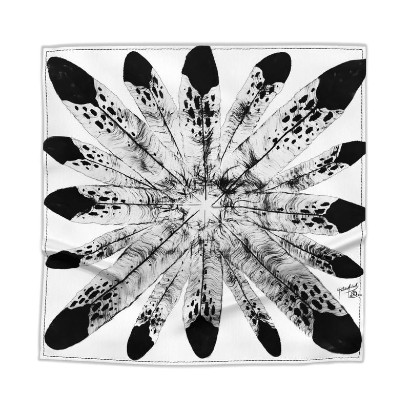 Eagle Feathers White on White Bandana