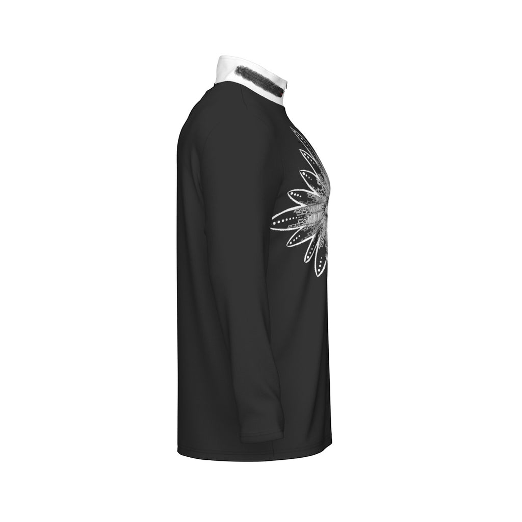 All-Over Print Men's Sports Collar Jersey With Long Sleeve| Interlock