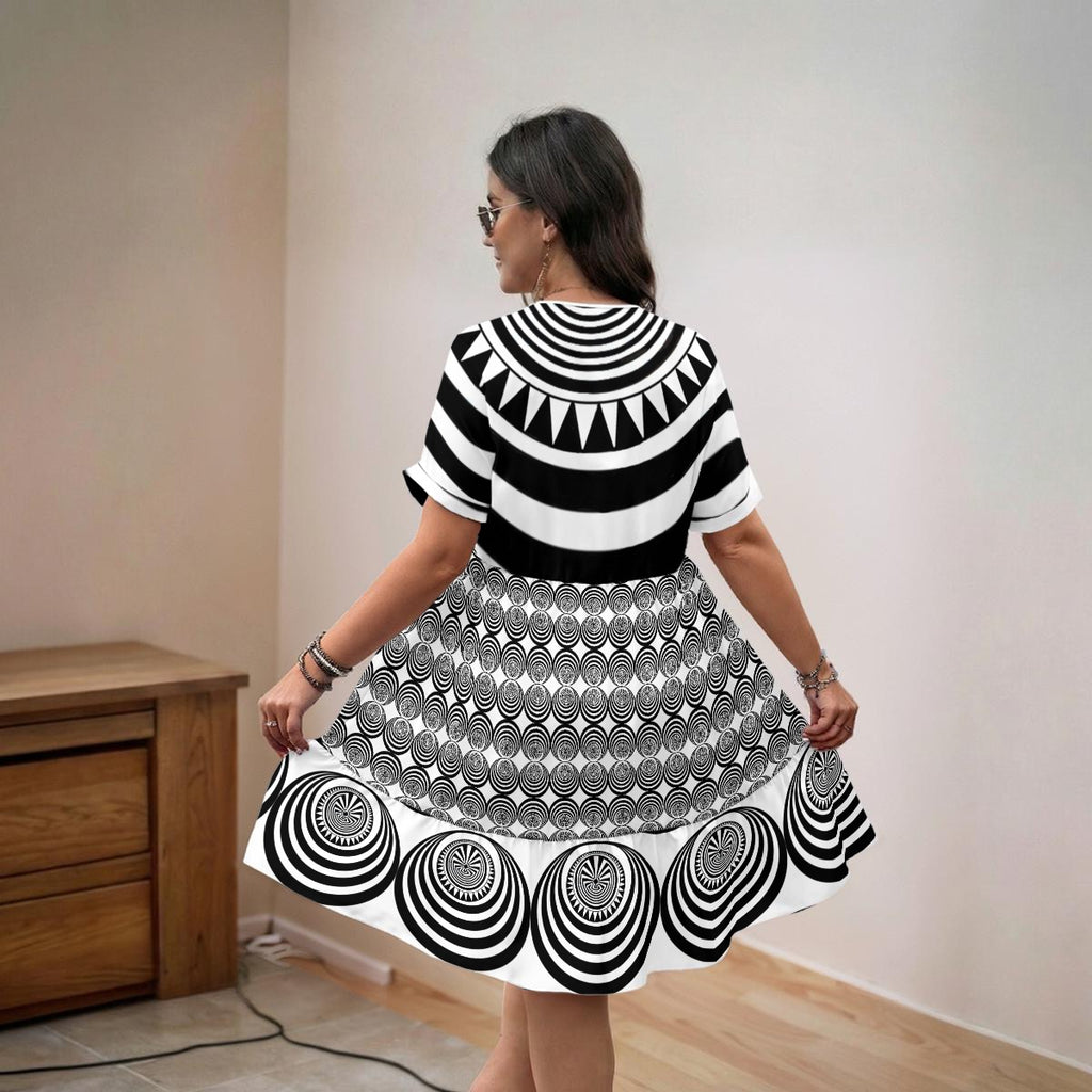 All-Over Print Women’s Floral V-Neck Short Sleeve Dress