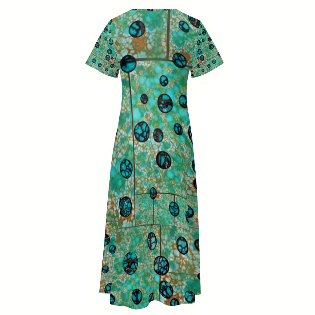 All-Over Print Women's V-neck Dress With Side Slit