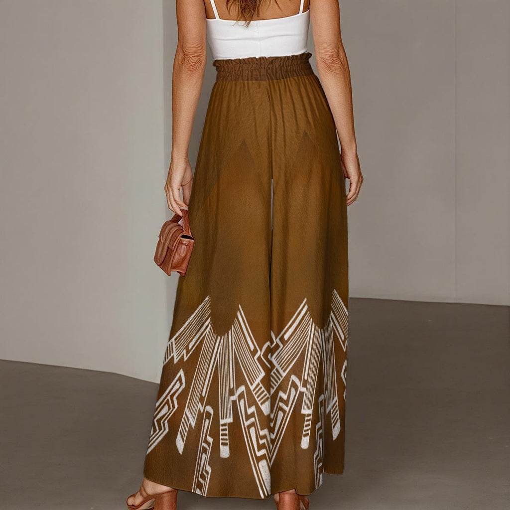 All-Over Print Women's Ruffled Wide-Leg Pants