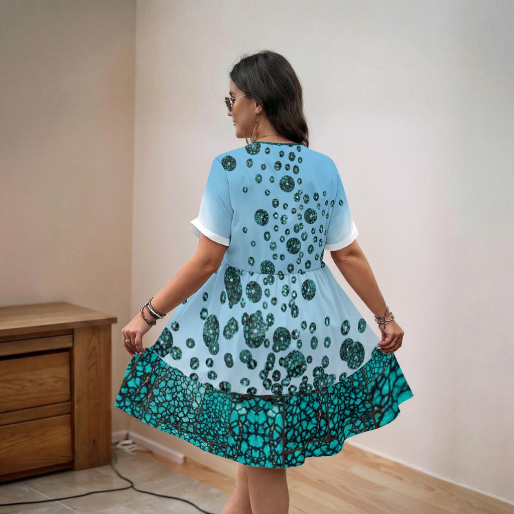 All-Over Print Women’s Floral V-Neck Short Sleeve Dress