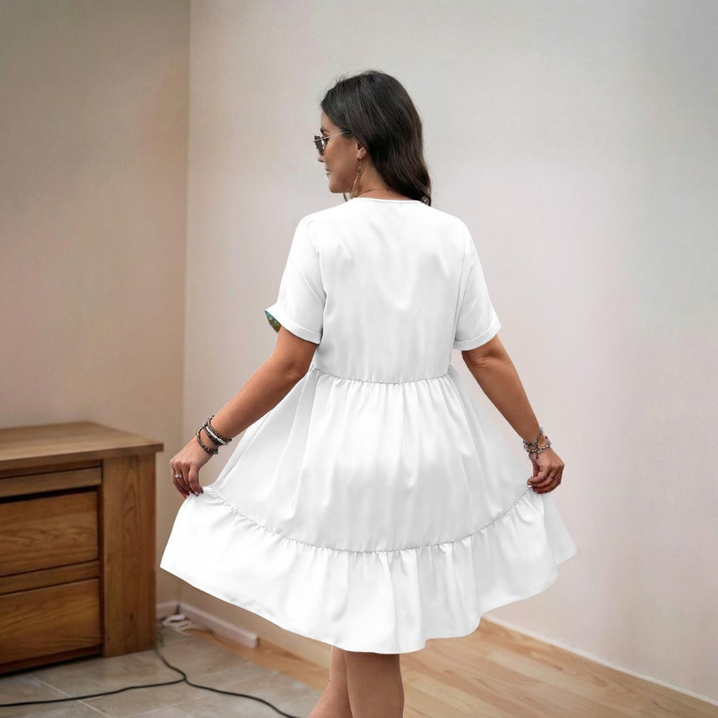 All-Over Print Women’s Floral V-Neck Short Sleeve Dress