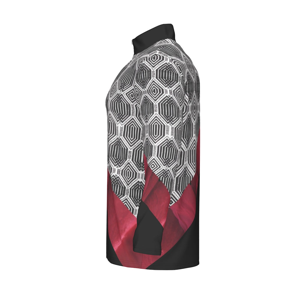 All-Over Print Men's Sports Collar Jersey With Long Sleeve| Interlock