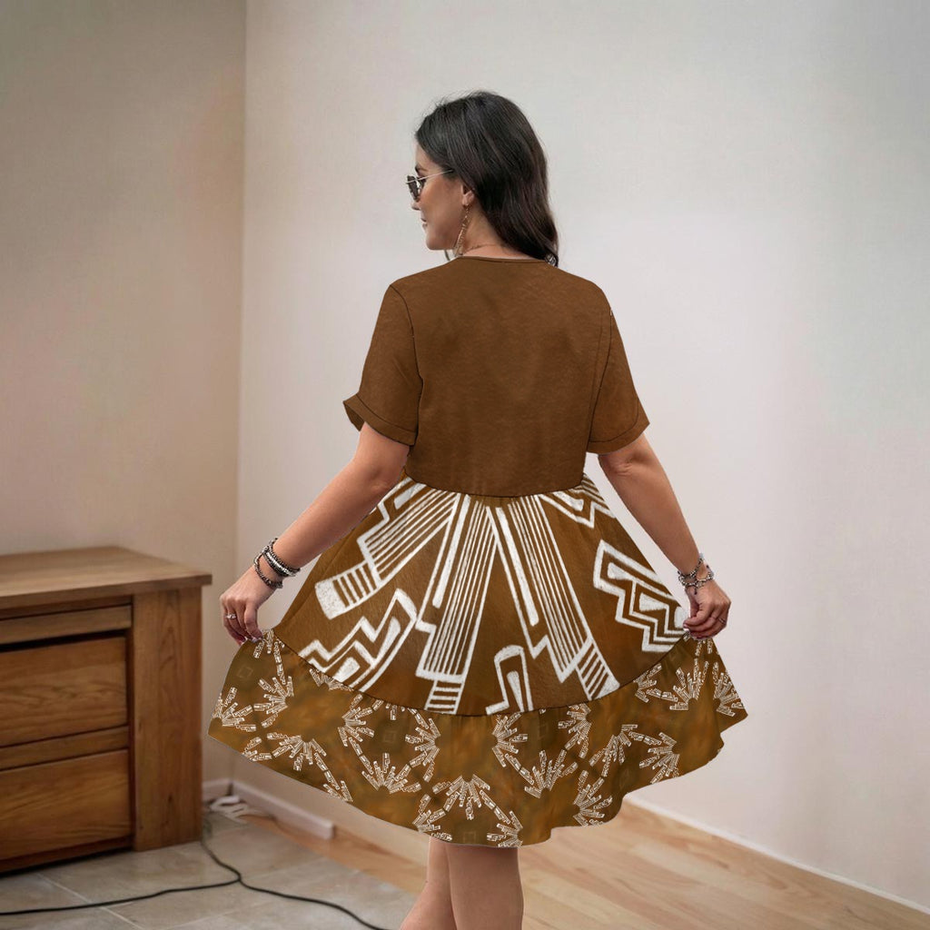 All-Over Print Women’s Floral V-Neck Short Sleeve Dress