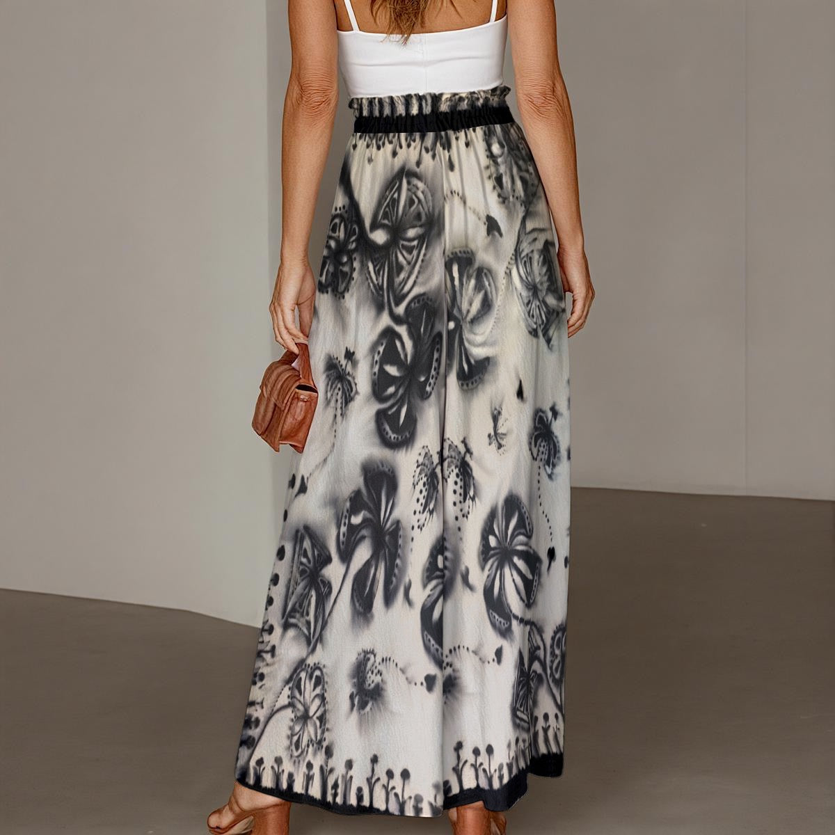 All-Over Print Women's Ruffled Wide-Leg Pants