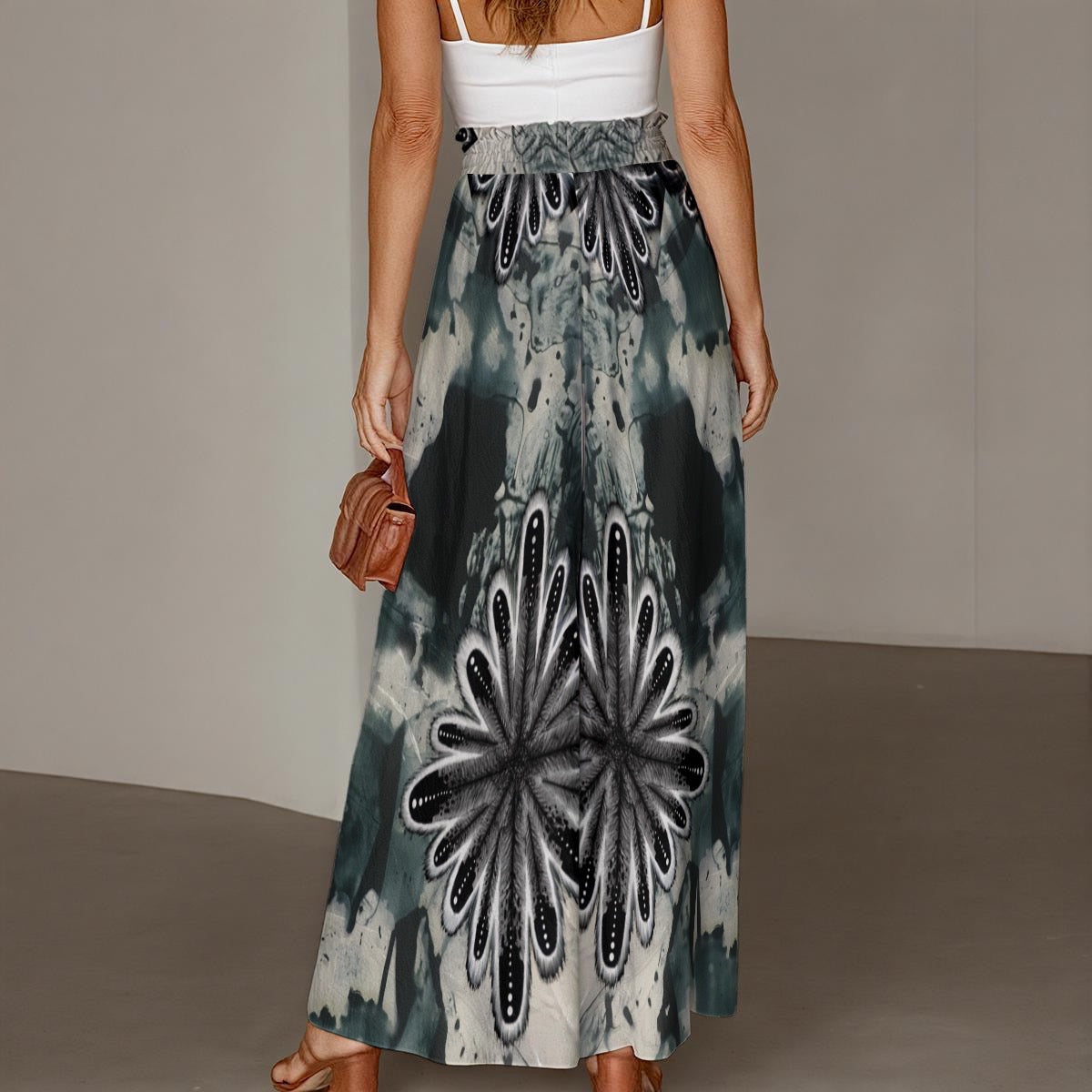 All-Over Print Women's Ruffled Wide-Leg Pants