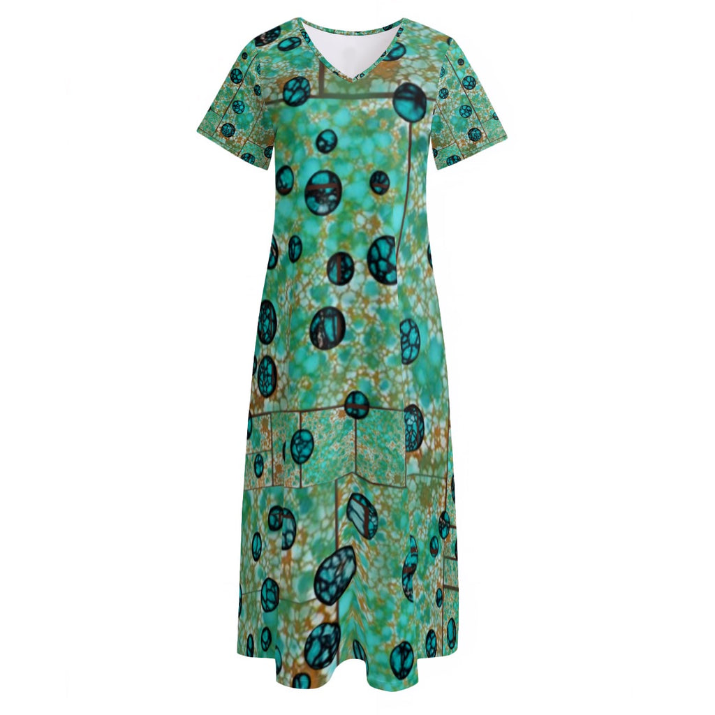 All-Over Print Women's V-neck Dress With Side Slit