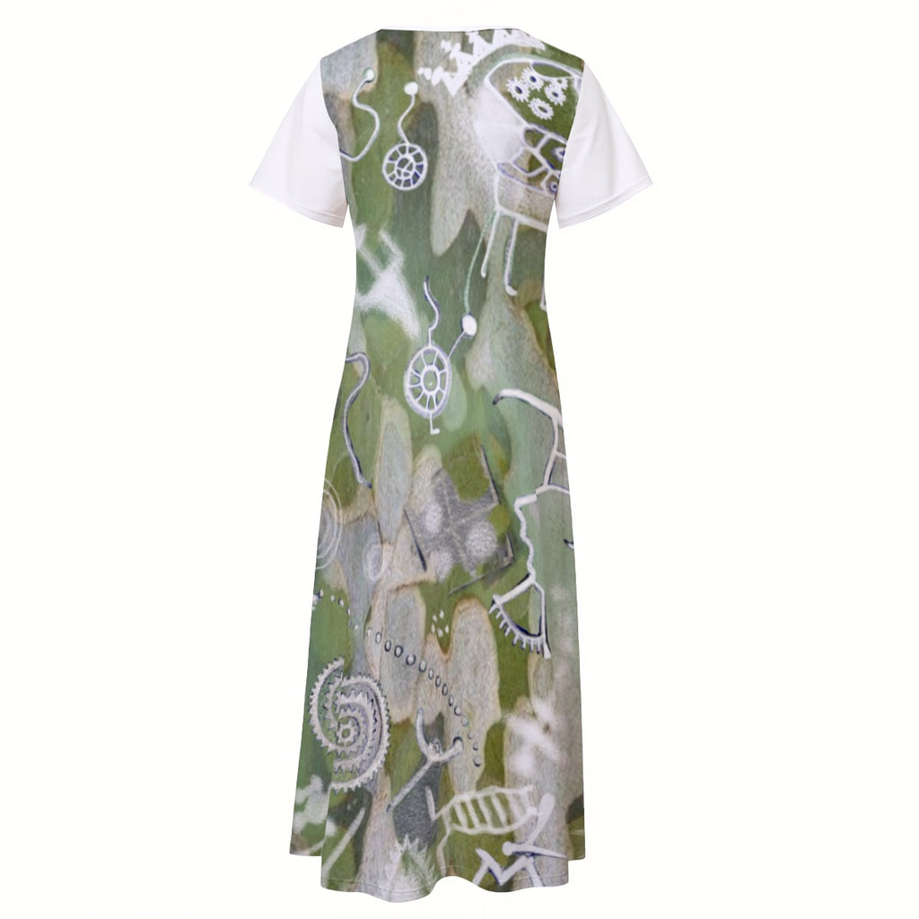 All-Over Print Women's V-neck Dress With Side Slit