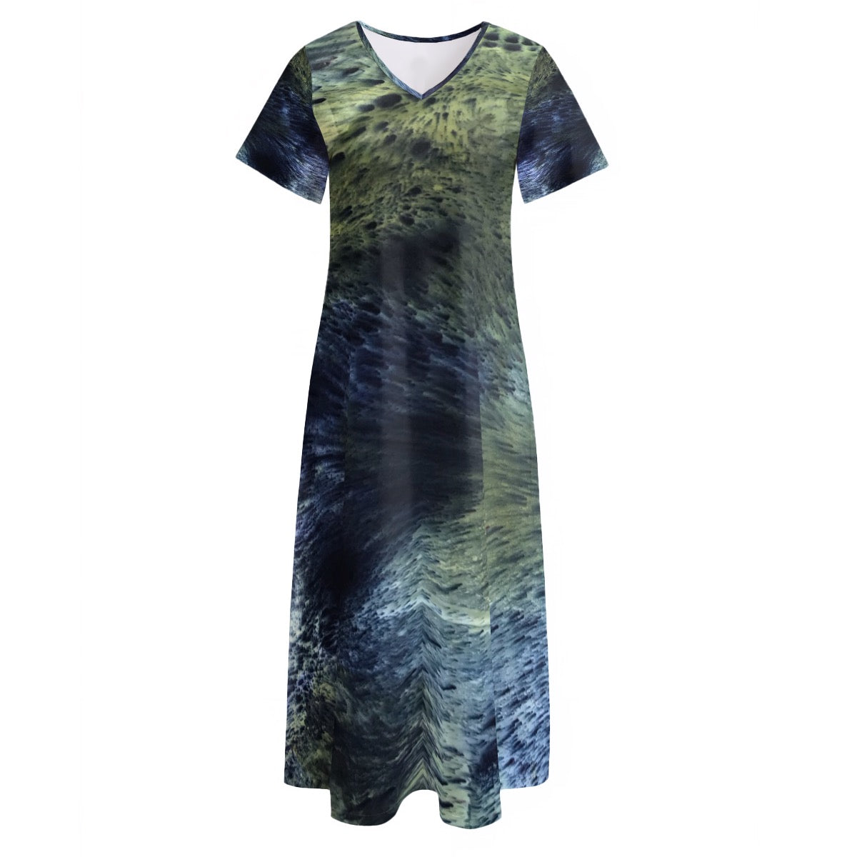 All-Over Print Women's V-neck Dress With Side Slit