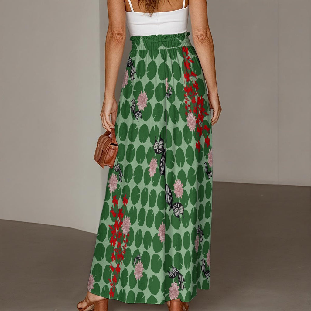 All-Over Print Women's Ruffled Wide-Leg Pants