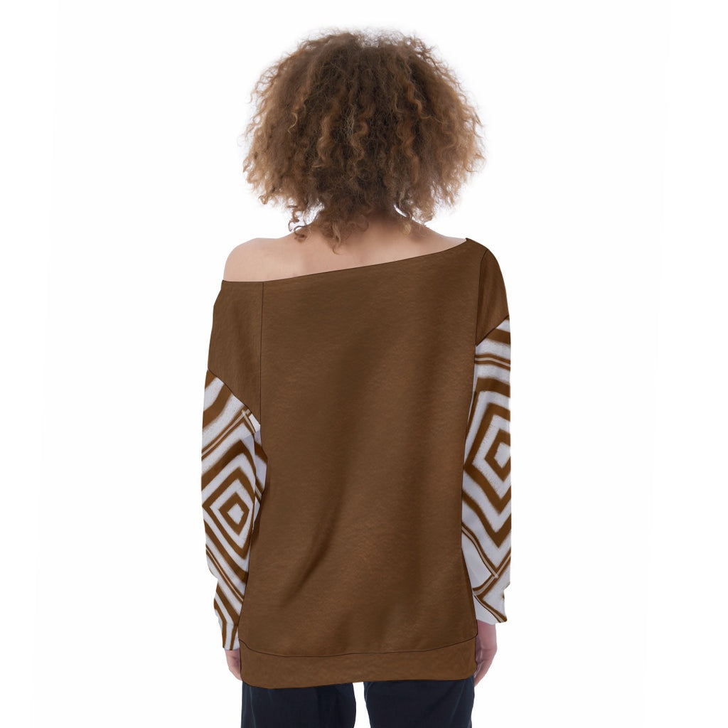 All-Over Print Oversized Women's Off-Shoulder Sweatshirt