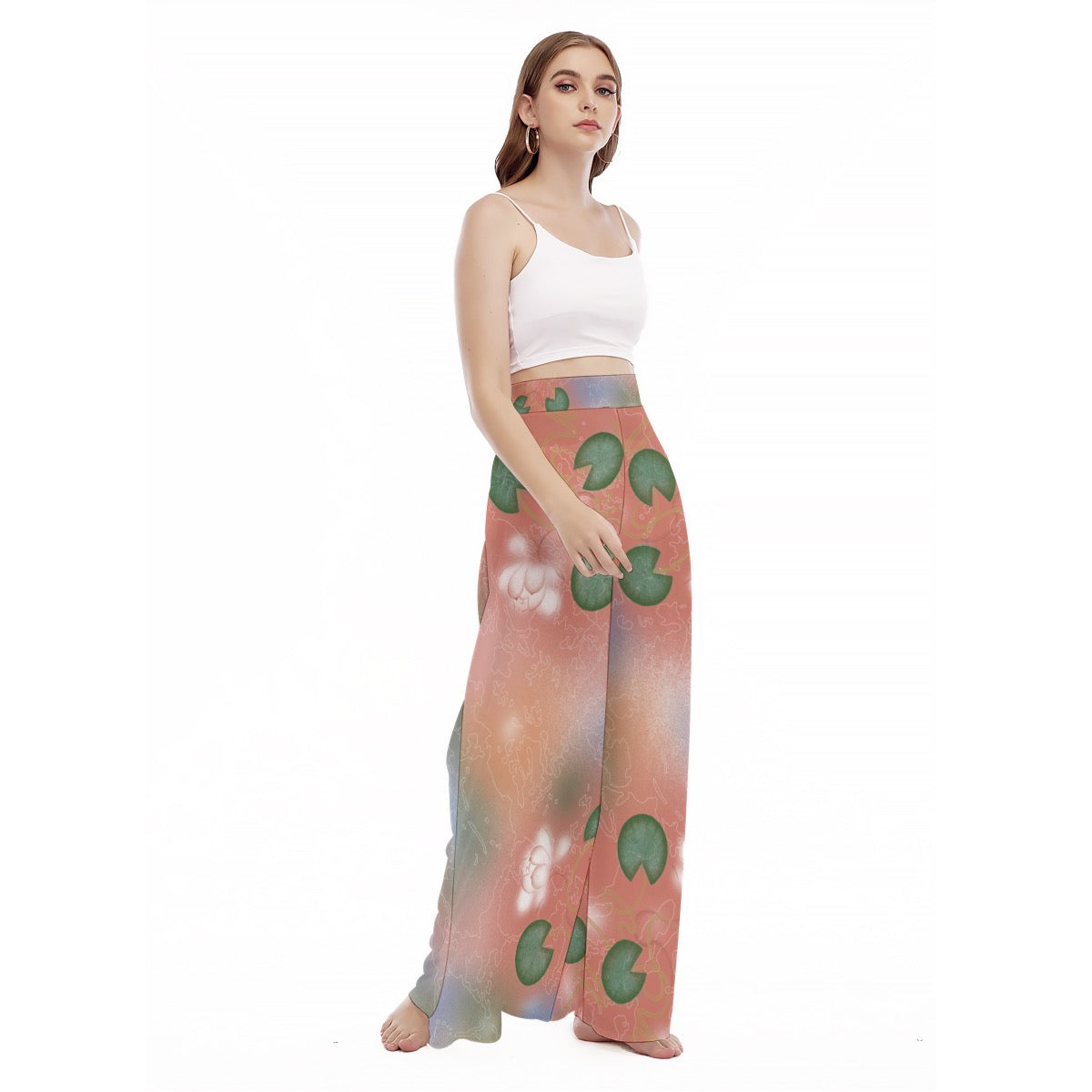 All-Over Print Women's High Waist Wide Leg Trousers
