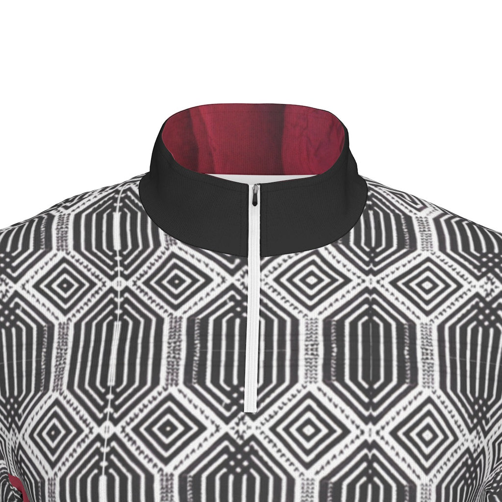 All-Over Print Men's Sports Collar Jersey With Long Sleeve| Interlock