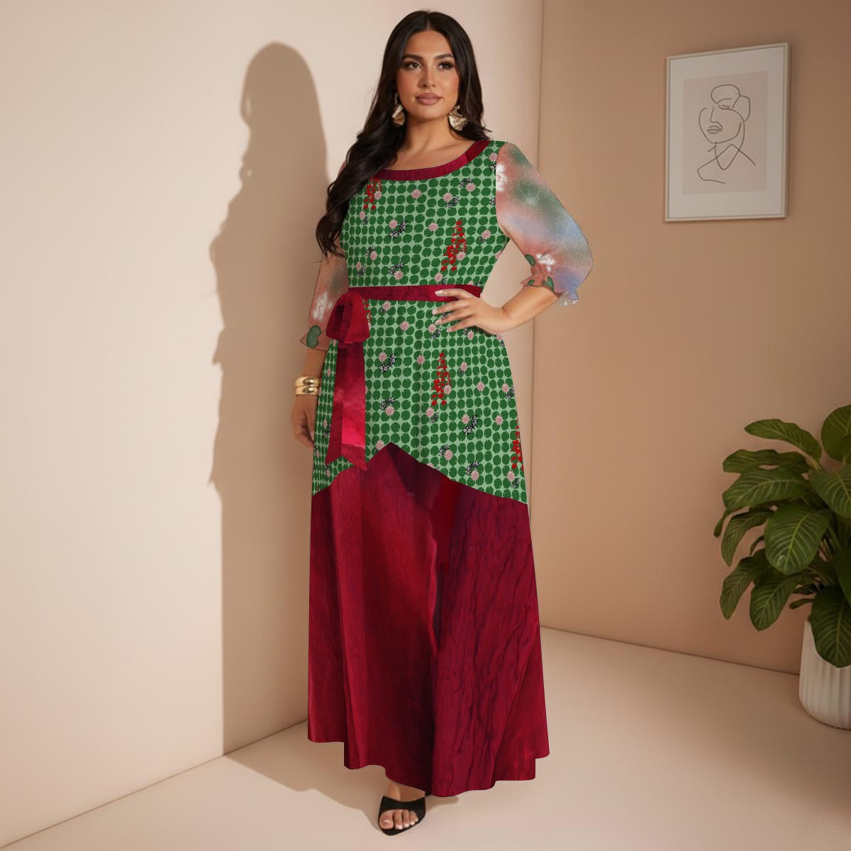 All-Over Print Women’s Maxi Dress|Plus Size