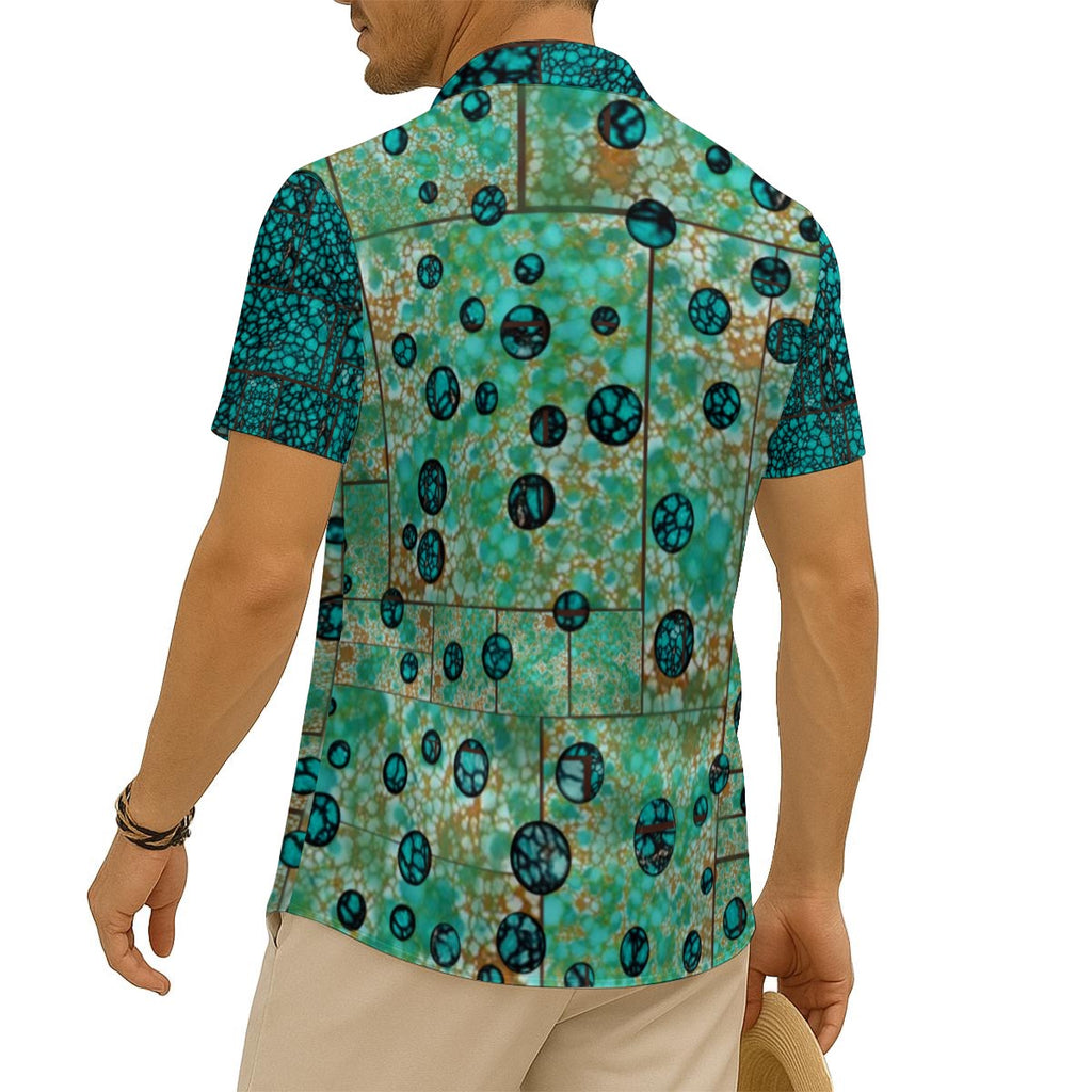 All-Over Print Men's Imitation Silk Short-Sleeved Shirt