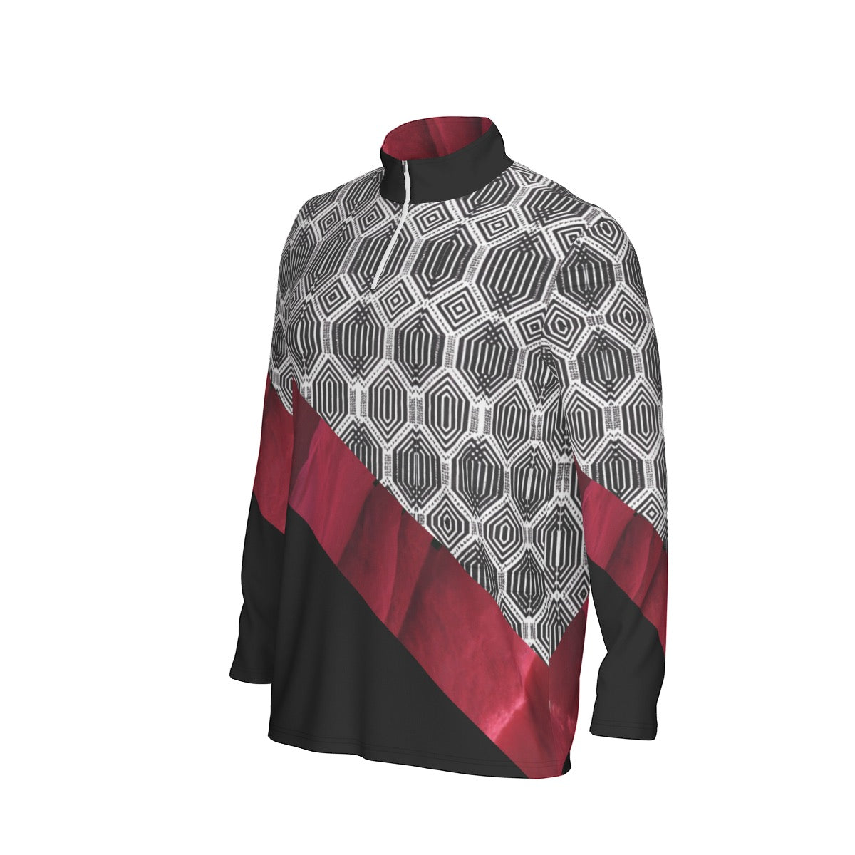 All-Over Print Men's Sports Collar Jersey With Long Sleeve| Interlock