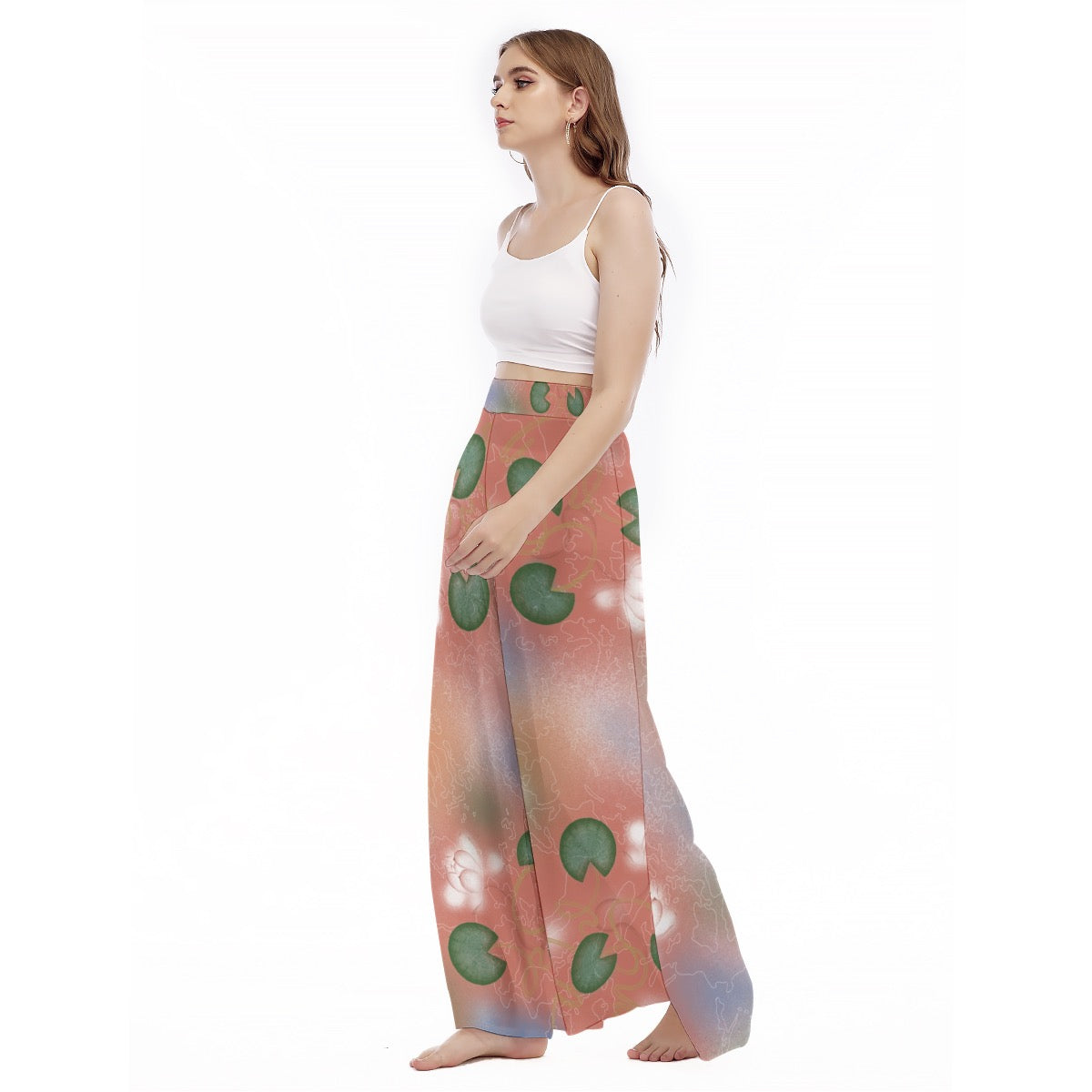 All-Over Print Women's High Waist Wide Leg Trousers