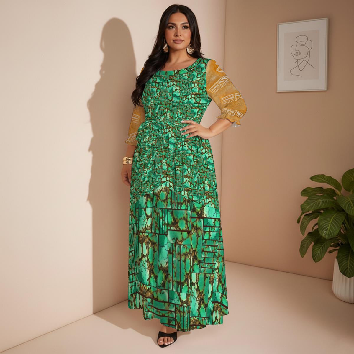 All-Over Print Women’s Maxi Dress|Plus Size