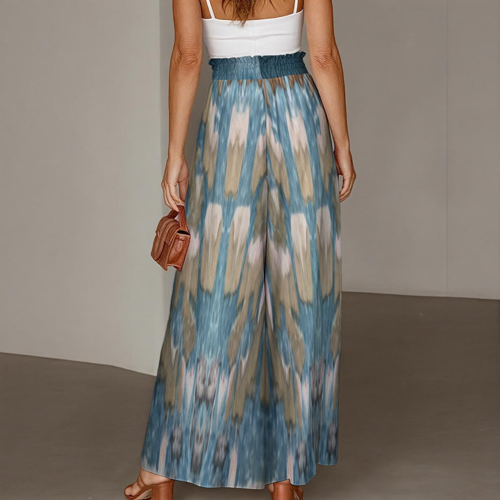 All-Over Print Women's Ruffled Wide-Leg Pants