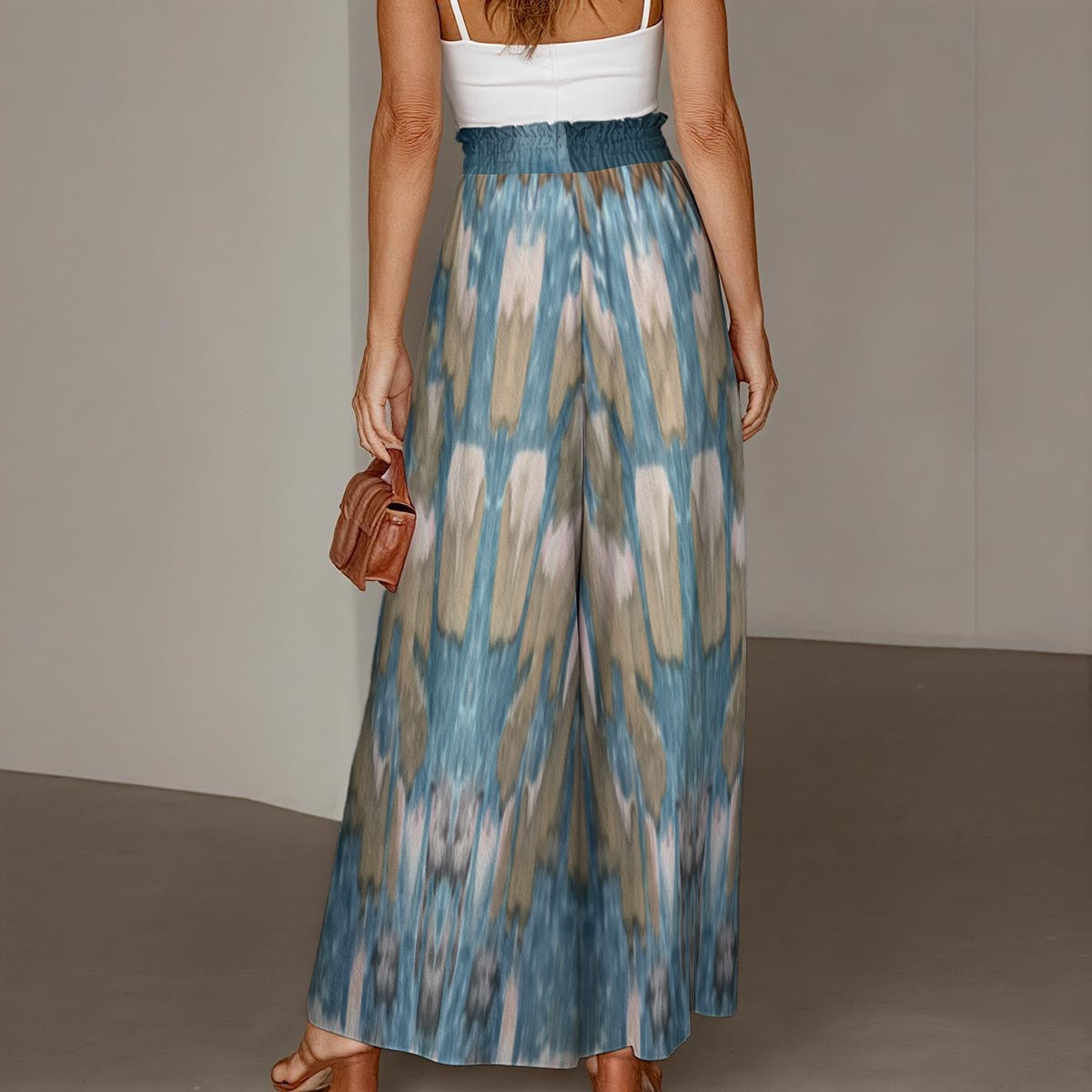 All-Over Print Women's Ruffled Wide-Leg Pants