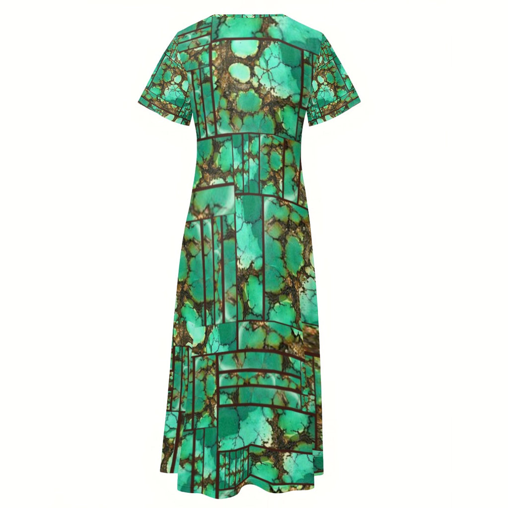 All-Over Print Women's V-neck Dress With Side Slit