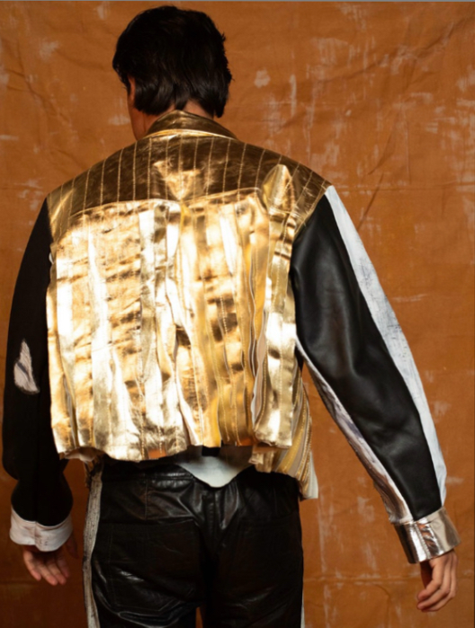 Golden rays leather jacket