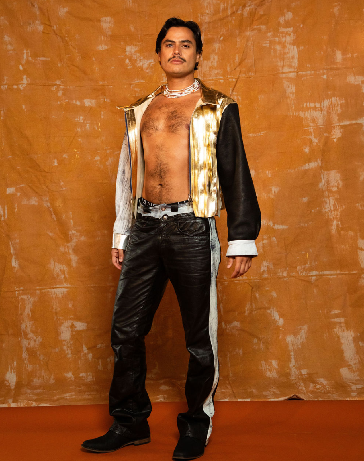 Golden rays leather jacket