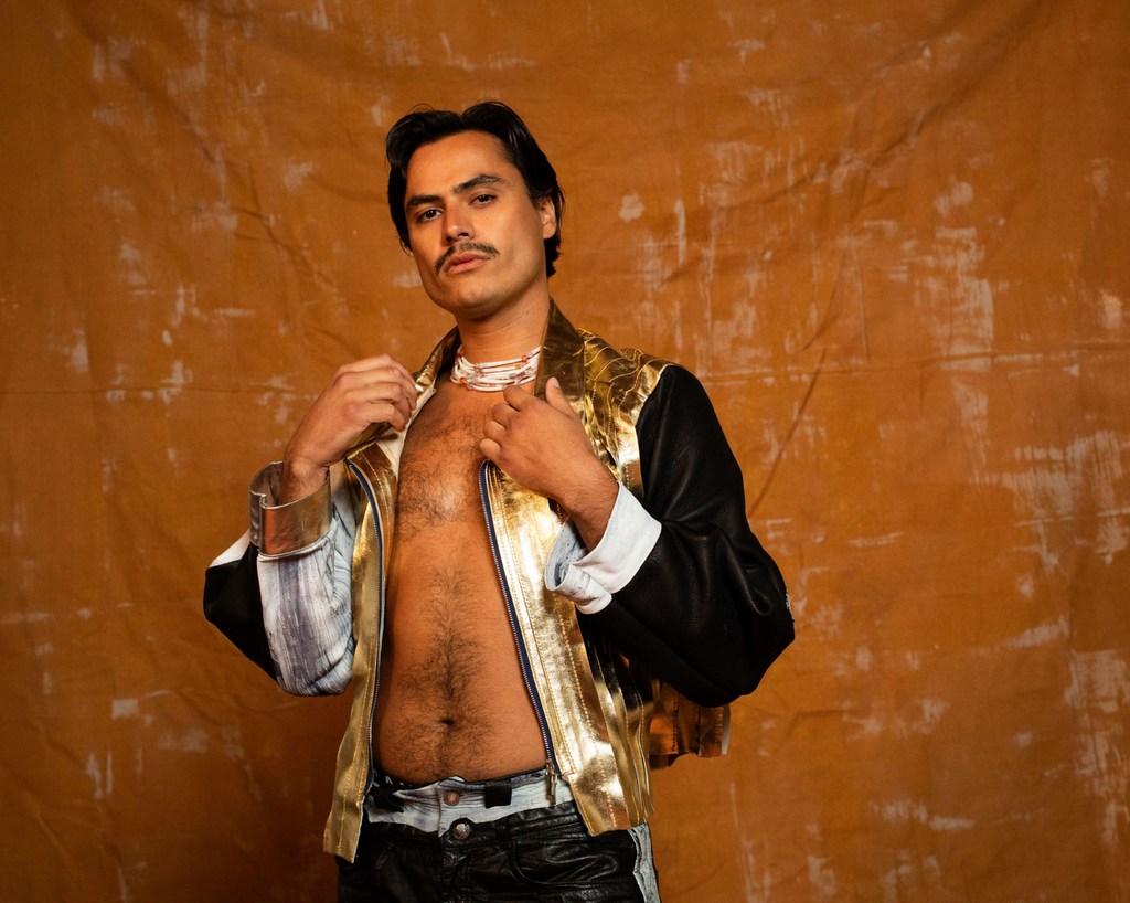Golden rays leather jacket
